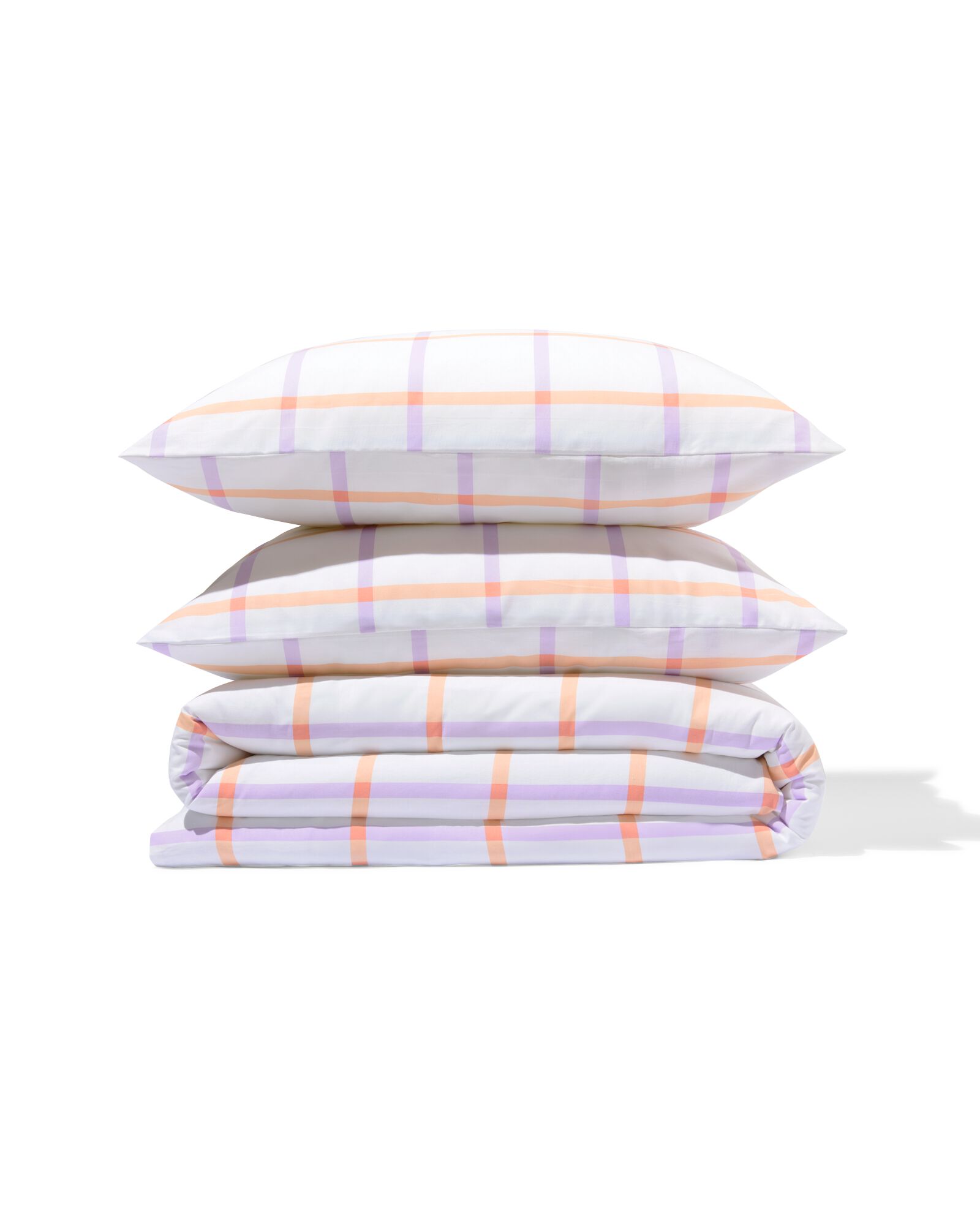 housse de couette 200x200/220 cm coton doux &agrave; carreaux lilas - 5760126 - HEMA