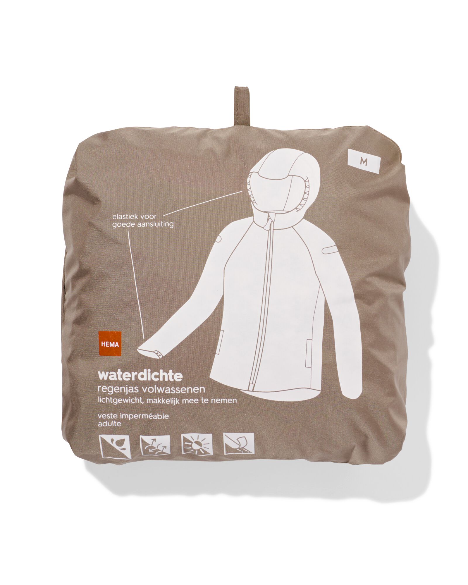 regenjas voor volwassenen ademend en lichtgewicht taupe - 34450090TAUPE - HEMA