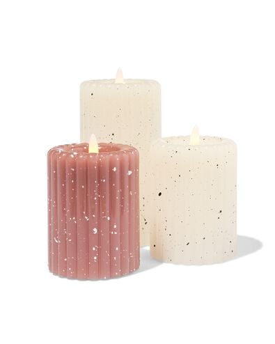 bougie cylindrique LED &Oslash; 7,5 x 10 cm nervures mouchetures marron - 13550163 - HEMA