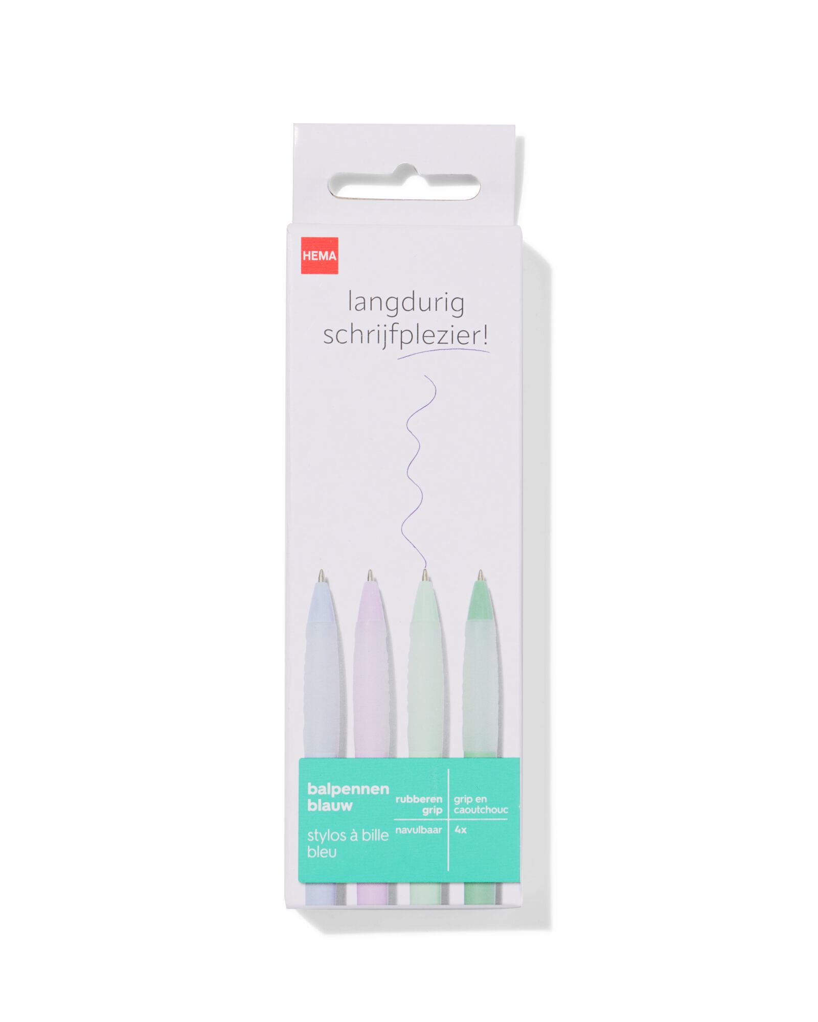 stylos grip caoutchouc encre bleue - 4 stylos - 14400611 - HEMA