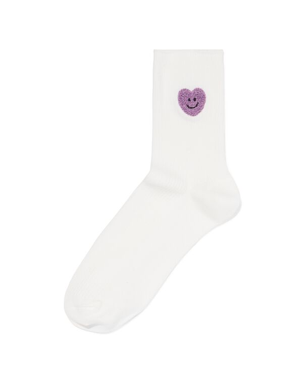 damessokken rib hartje gebroken wit gebroken wit - 4280900OFFWHITE - HEMA