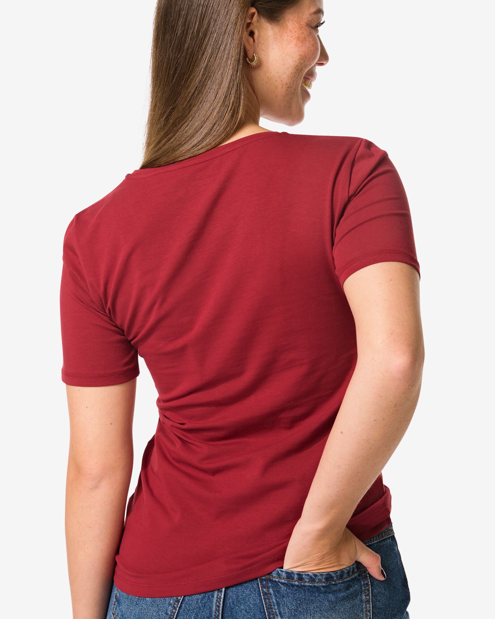 Damen-T-Shirt, Basic, Rundhalsausschnitt rot - 36302260RED - HEMA
