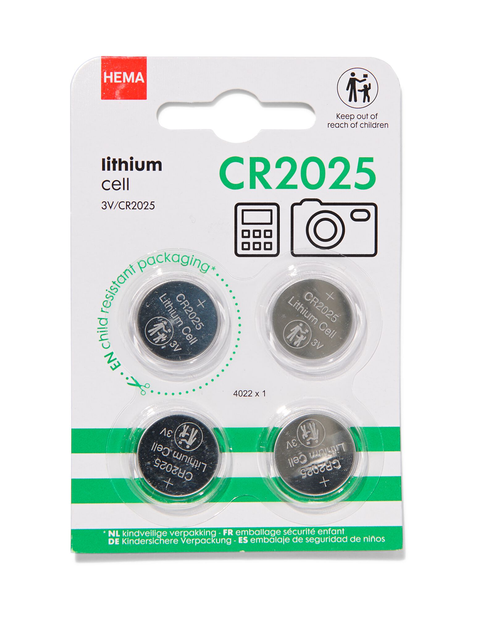 Pile au lithium CR2025 3V (pack de 4), Piles bouton au lithium