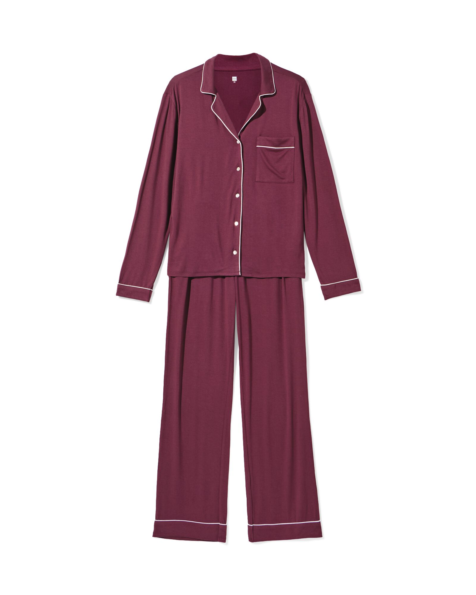 damespyjama bordeauxrood bordeauxrood - 23401405BURGUNDYRED - HEMA