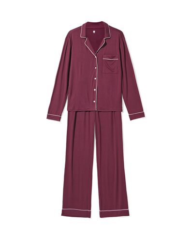 damespyjama bordeauxrood bordeauxrood - 23401405BURGUNDYRED - HEMA