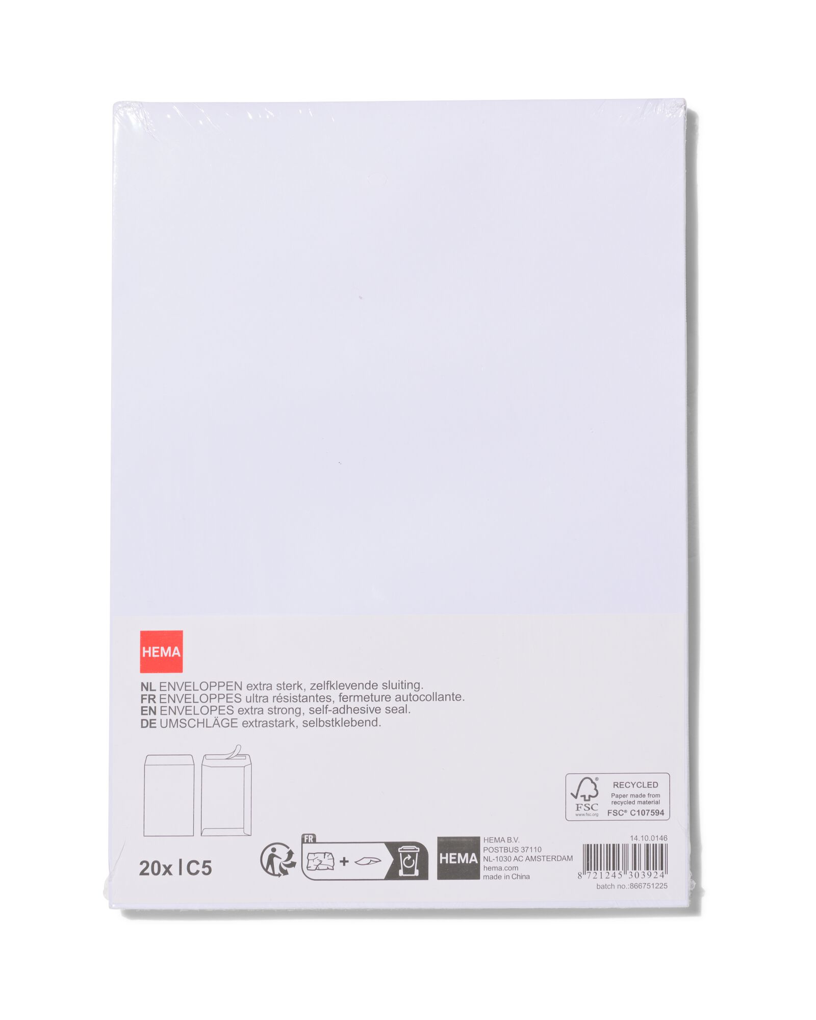 Briefumschl&auml;ge C5 extra stark Wei&szlig; &ndash; 20 St&uuml;ck - 14100146 - HEMA