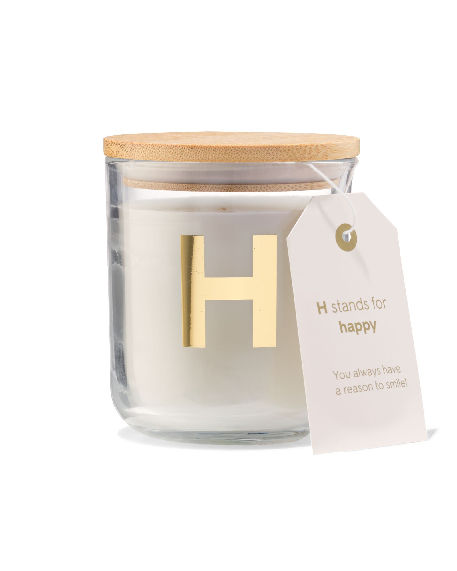 bougie en verre &Oslash;8x10cm lettre H - 61100407 - HEMA