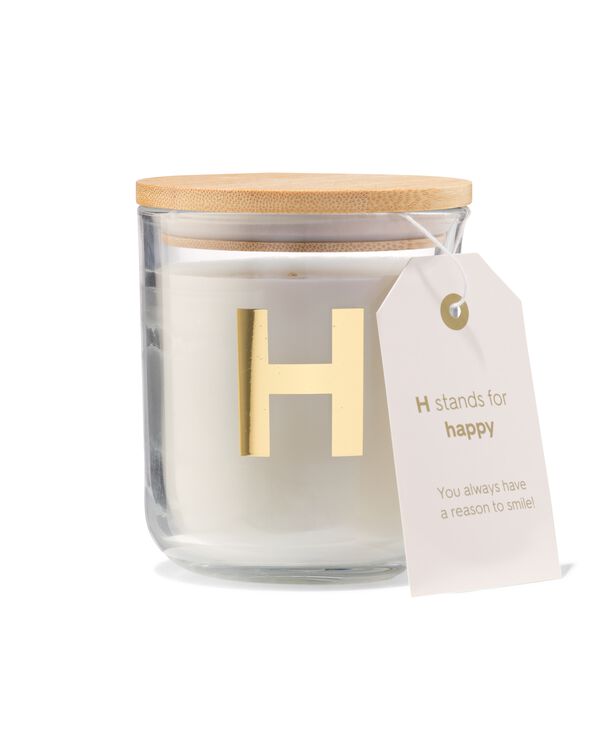 bougie en verre &Oslash;8x10cm lettre H - 61100407 - HEMA