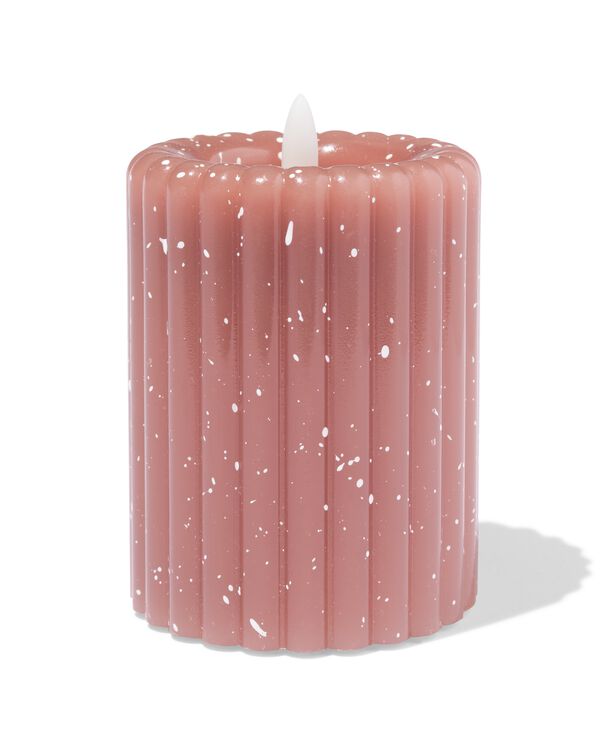 bougie cylindrique LED &Oslash; 7,5 x 10 cm nervures mouchetures marron - 13550163 - HEMA