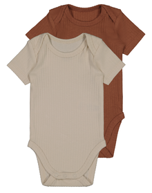 2er-Pack Baby-Bodys, gerippt, Bambus/Elasthan braun braun - 1000030063 - HEMA