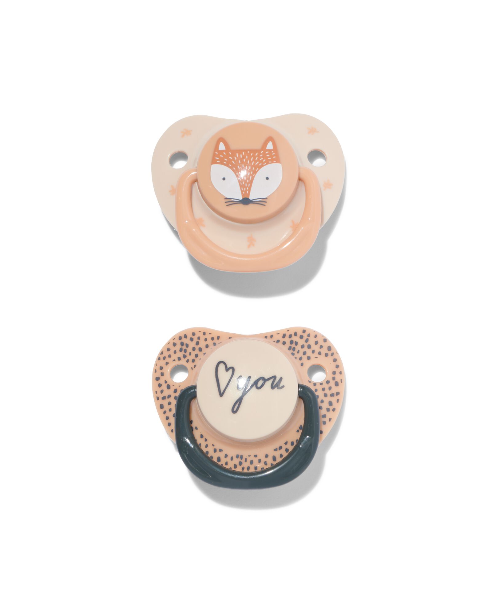 sucettes avec c&ocirc;t&eacute; plat renard 12m+ - 33508250 - HEMA