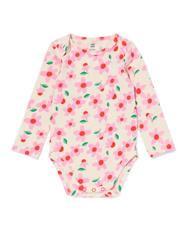 body met stretch bloemen roze roze - 33300850PINK - HEMA