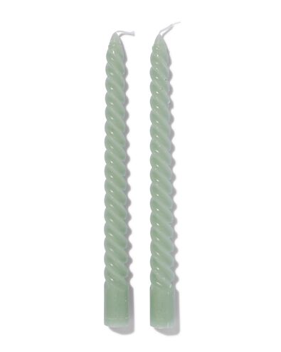 2 longues bougies dintérieur torsadées Ø2x25 vert clair - 13506002 - HEMA