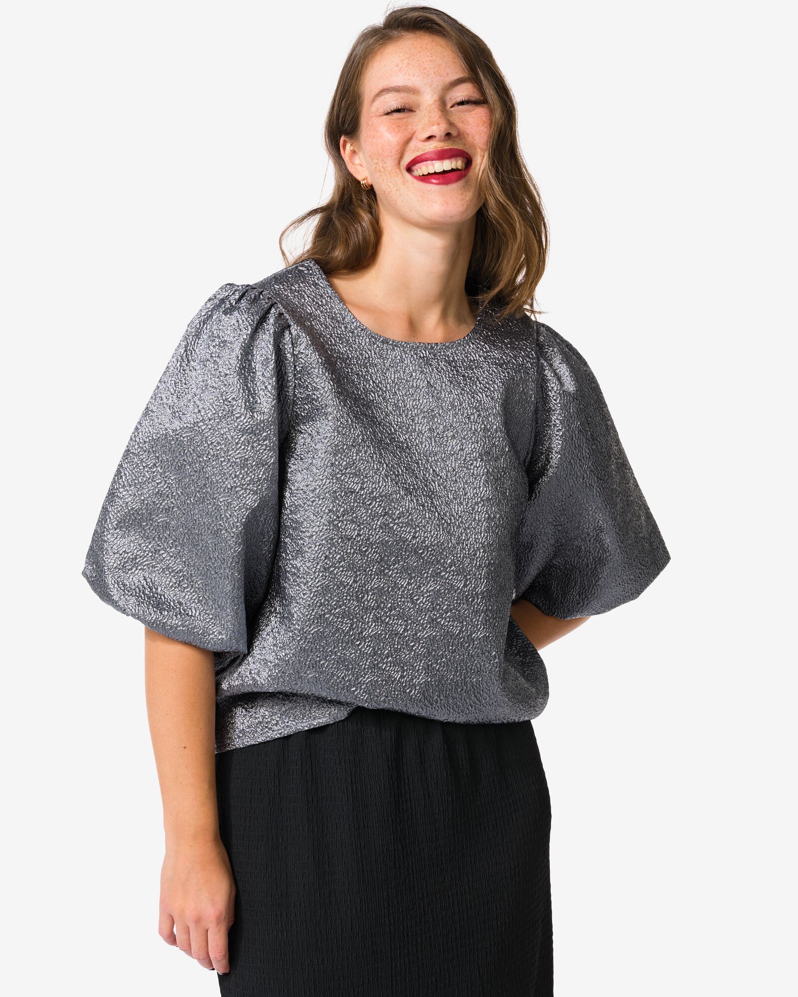 dames top Dawn crinkle zilver zilver - 36206040SILVER - HEMA