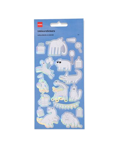 autocollants &agrave; colorier animaux festifs - 2 pi&egrave;ces - 15900380 - HEMA