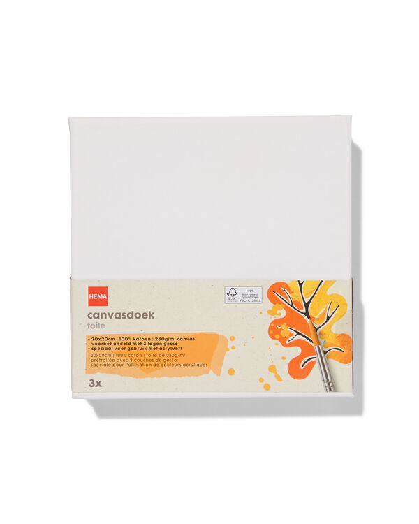 canvasdoeken 280gsm 20x20 - 3 stuks - 60720067 - HEMA