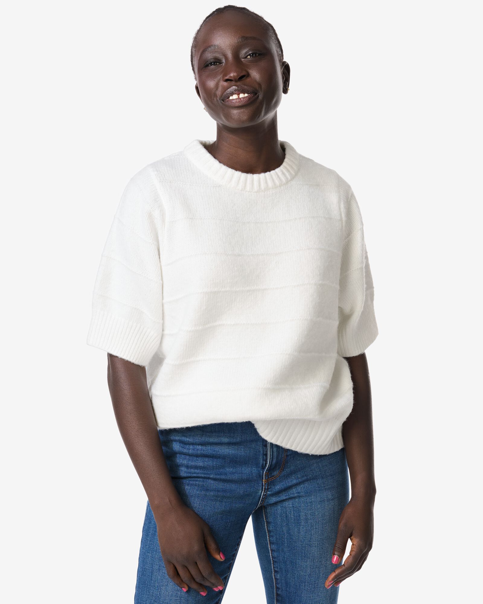 pull femme Fyra en maille blanc cass&eacute; - 36207250OFFWHITE - HEMA