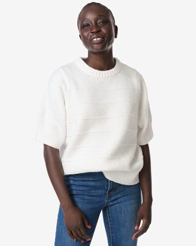 pull femme Fyra en maille blanc cass&eacute; - 36207250OFFWHITE - HEMA