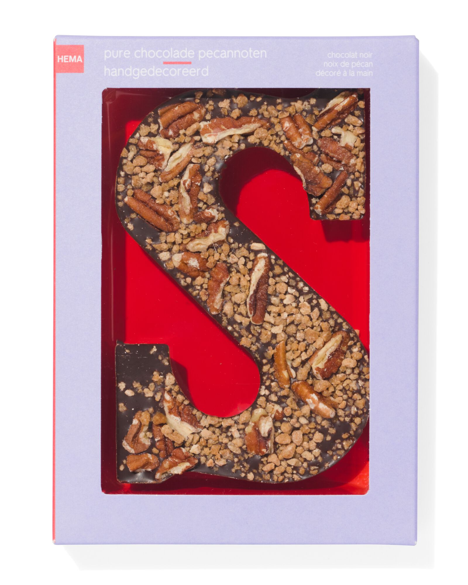 lettre S en chocolat noir décorée à la main noix de pécan 135g - 24428519 - HEMA
