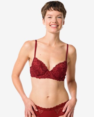 Vorgeformter Spitzen-BH mit B&uuml;gel dunkelrot dunkelrot - 21801015DARKRED - HEMA