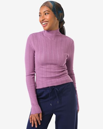 t-shirt femme Charlie pointelle violet violet - 36206240PURPLE - HEMA