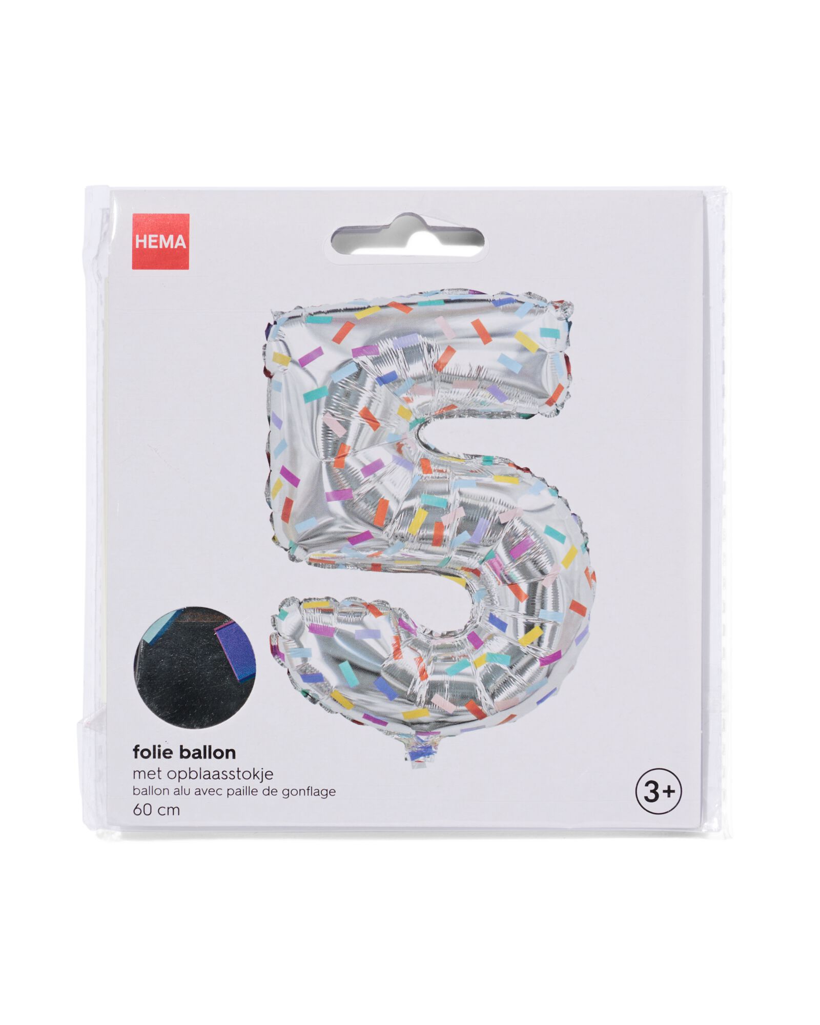 ballon alu chiffre 5 confetti XL argenté 5 - 14250032 - HEMA
