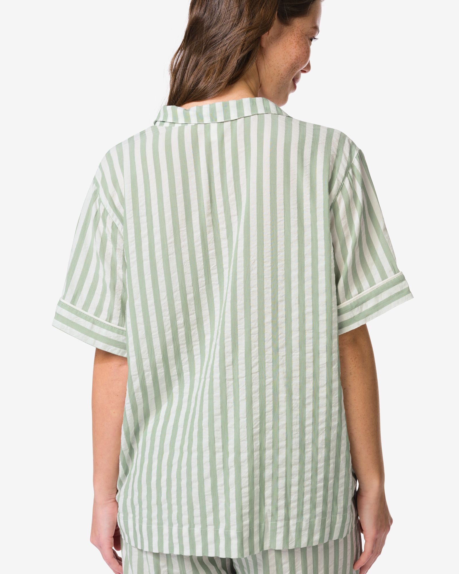 haut de pyjama femme seersucker rayures vert vert - 23401740GREEN - HEMA