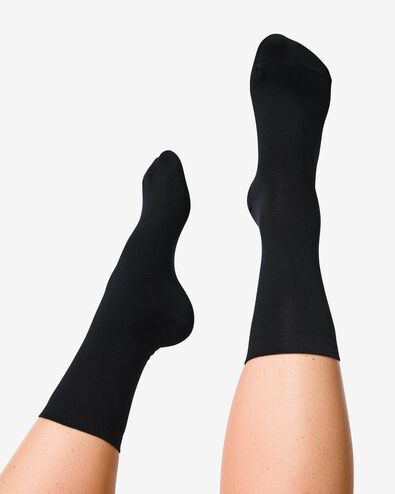 2 paires de chaussettes femme avec coton bio noir noir - 1000028898 - HEMA