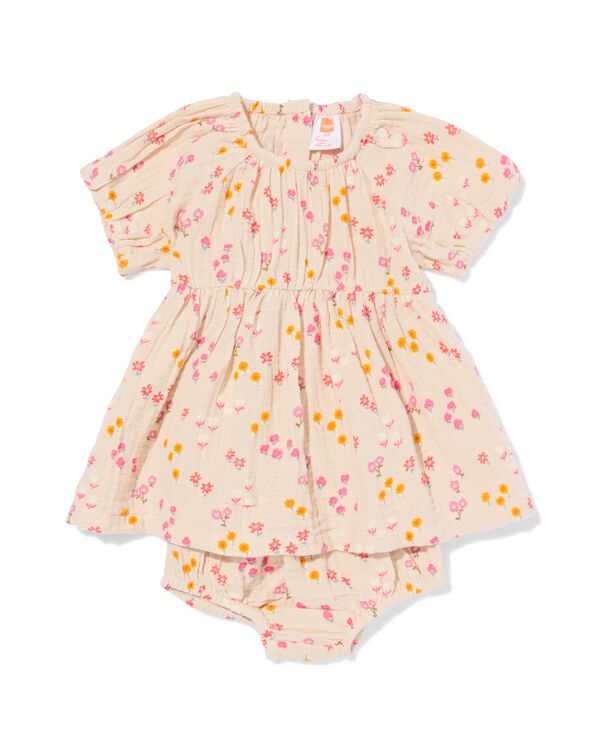 babykledingset mousseline bloemen ecru ecru - 33078170ECRU - HEMA