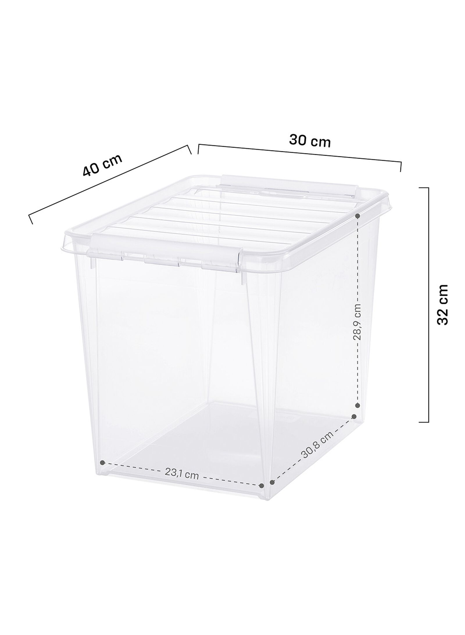 Ordnungsbox Madrid, 25 Liter, transparent, 40 x 30 x 32 cm 40 x 30 x 32 Madrid - 39890003 - HEMA