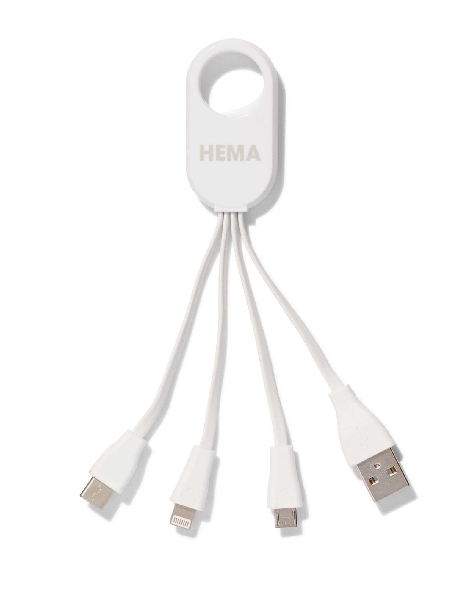 C&acirc;ble de charge USB 4-en-1, USB-C, micro USB et 8 broches - 39630063 - HEMA