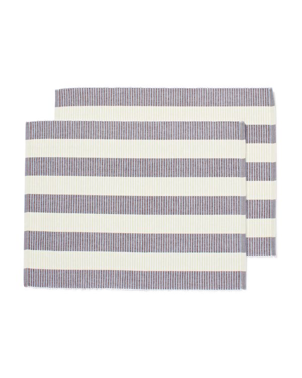 sets de table 35x45cm coton rayures bleu-brun - lot de 2 - 5300148 - HEMA