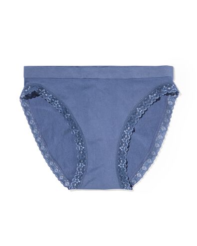 Nahtloser Damenslip aus Mikrofaser mit Spitze blau - 19631375BLUE - HEMA
