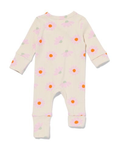 Gerippter mitwachsender Newborn-Strampler aus Ripp-Bambus mit Stretchanteil, Blumen ecru - 33412820ECRU - HEMA