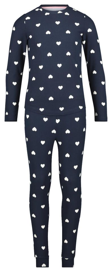 pyjama enfant en micro coeurs bleu bleu - 1000020679 - HEMA