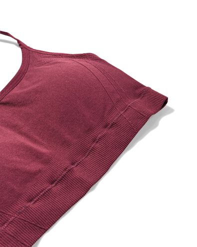 voorgevormde sporttop light support zonder beugel naadloos donkerrood donkerrood - 21700160DARKRED - HEMA