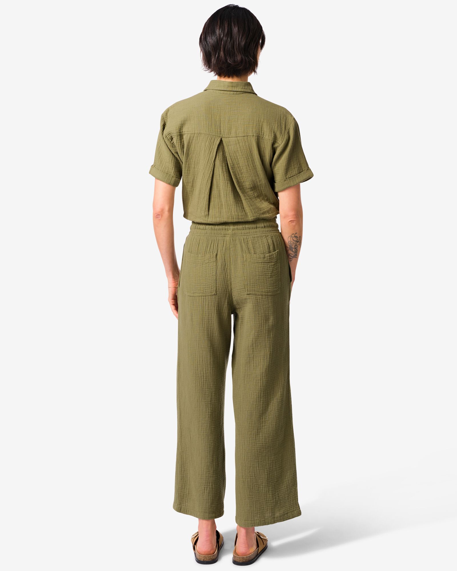 damesbroek regular fit mousseline groen groen - 36303920GREEN - HEMA