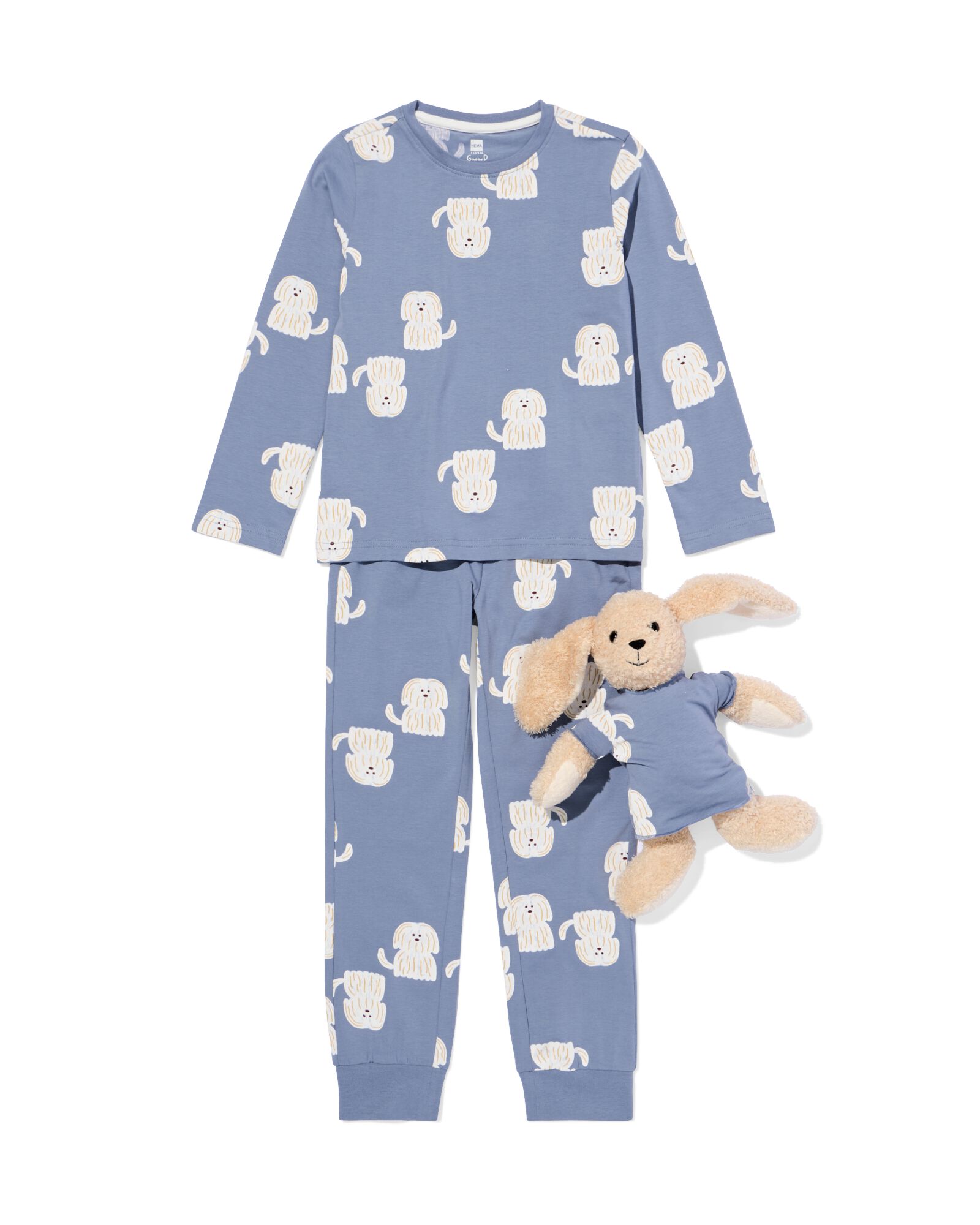 pyjama enfant avec pyjama de poup&eacute;e chiens bleu - 23000450BLUE - HEMA