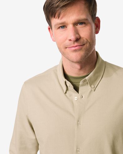 herenoverhemd Billy piqu&eacute; beige beige - 2101790BEIGE - HEMA