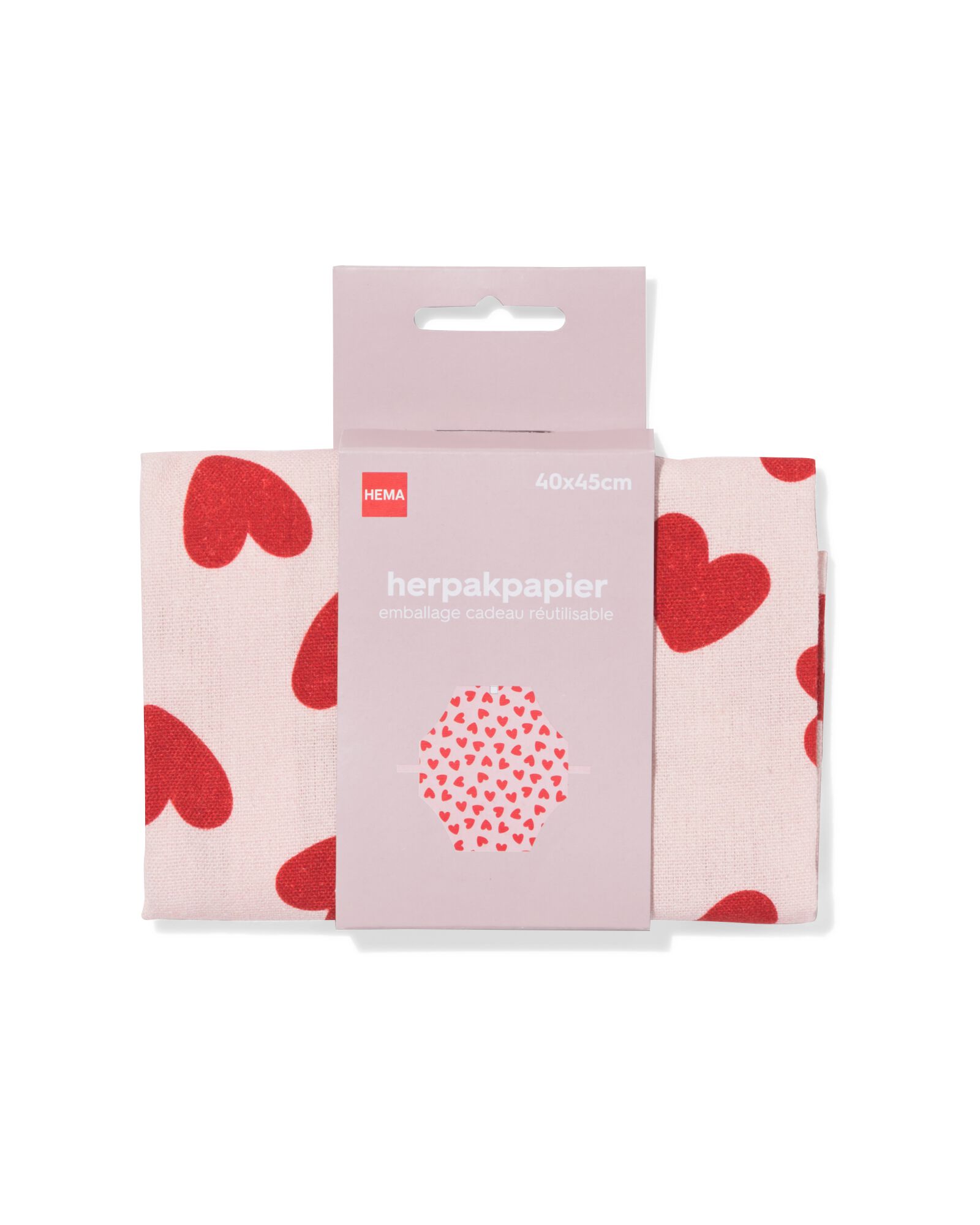 Einpackpapier aus Baumwolle, 40 &times; 45 cm, Herzen - 14700604 - HEMA