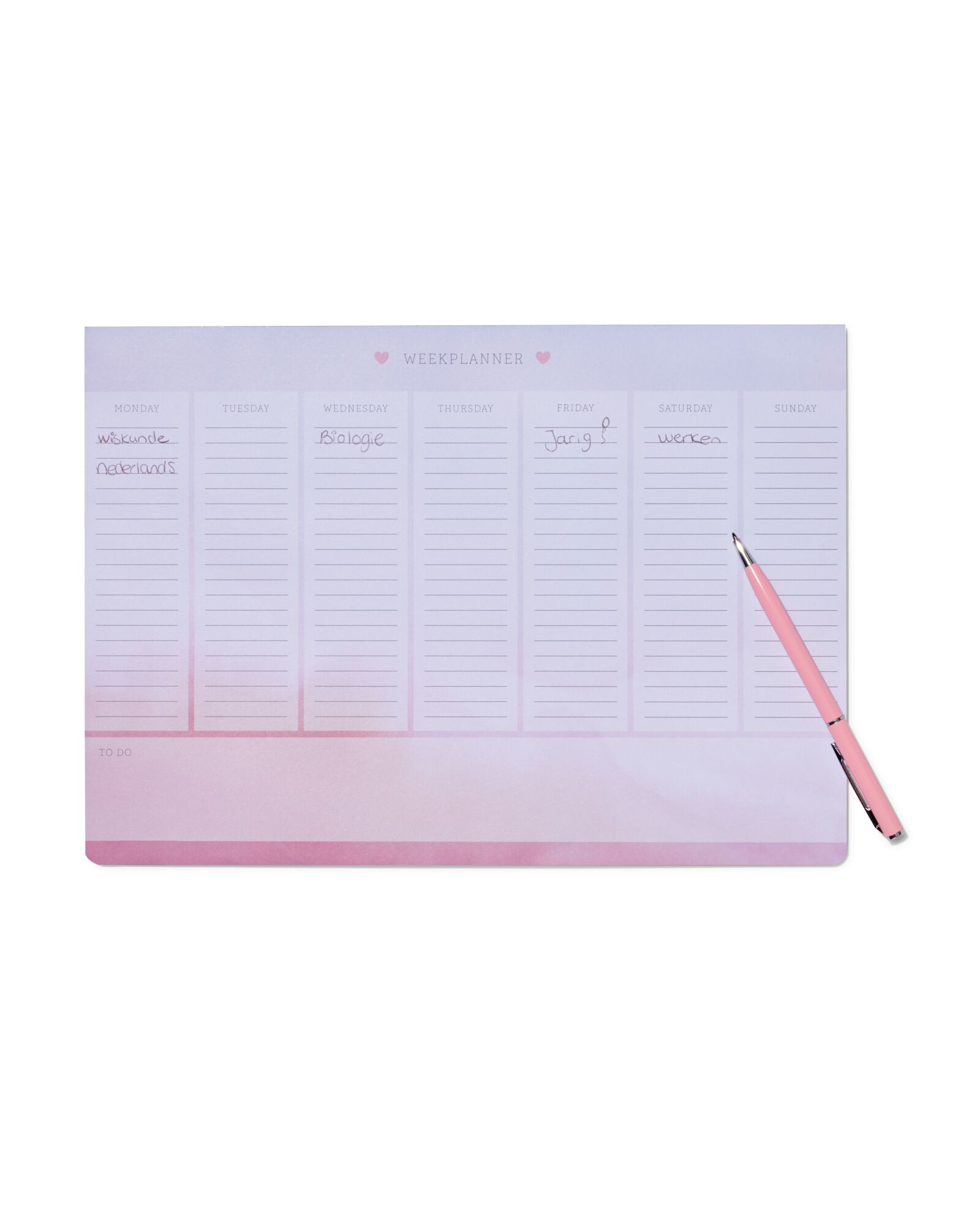 planificateur hebdomadaire magn&eacute;tique A4 rose - 14190081 - HEMA