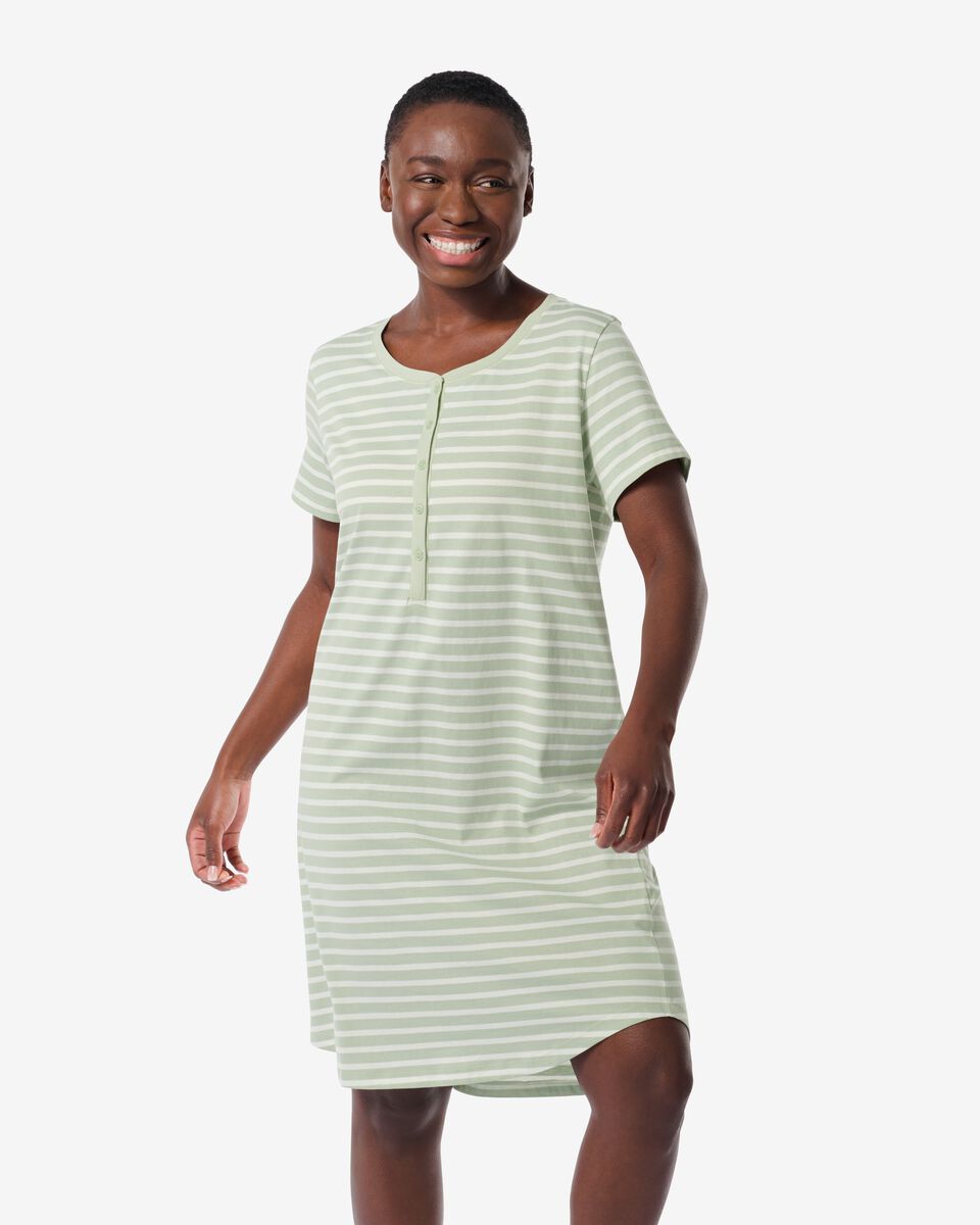 chemise de nuit femme en coton vert vert - 1000030230 - HEMA
