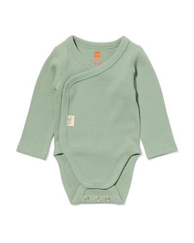 newborn meegroei overslag body rib  groen - 33430320GREEN - HEMA