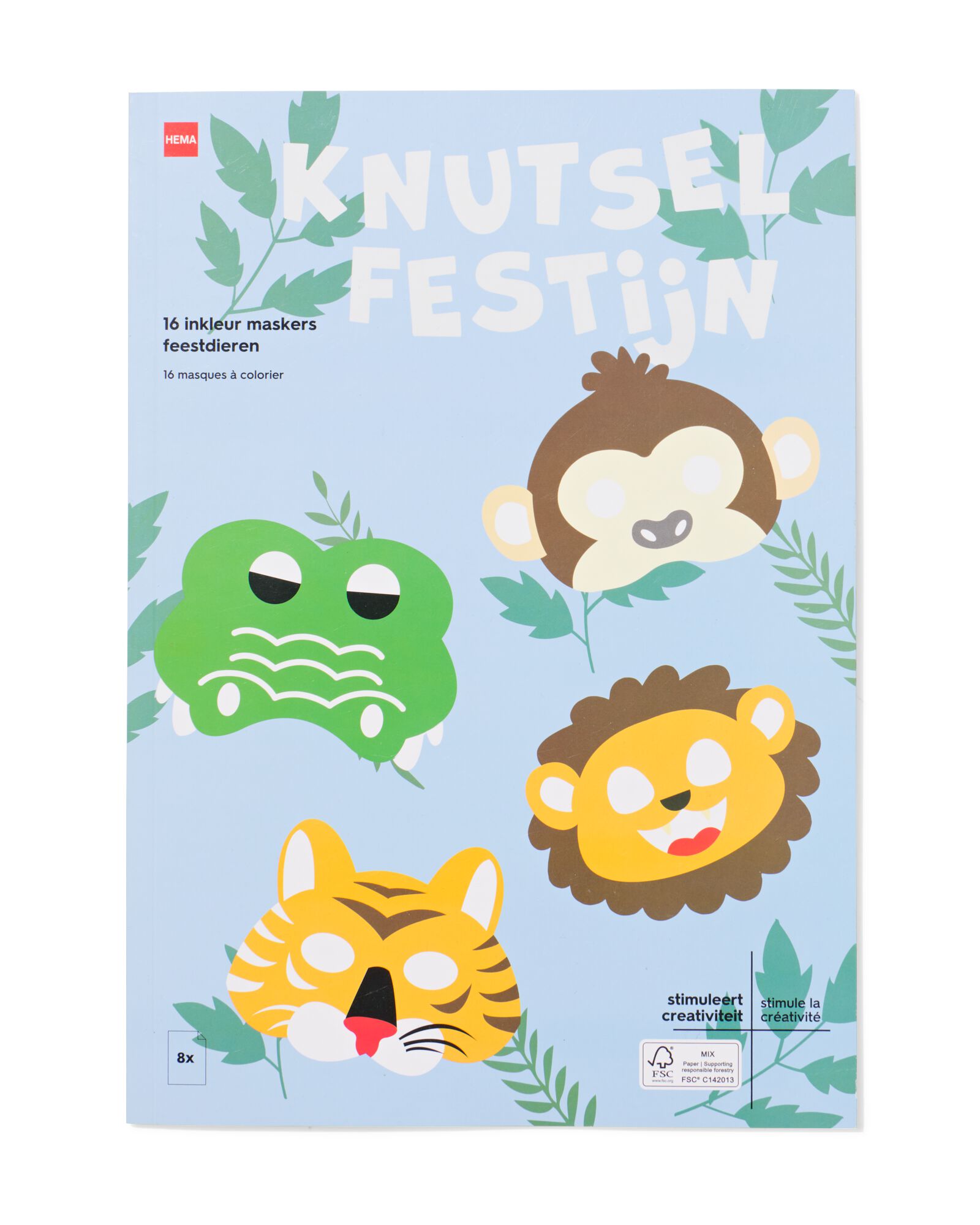 Masken zum Ausmalen Partytiere &ndash; 16 St&uuml;ck - 15900361 - HEMA
