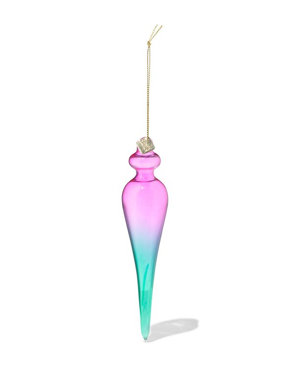 d&eacute;coration de No&euml;l &agrave; suspendre 3,5x15x3,5cm piquet en verre couleur d&eacute;grad&eacute;e - 25100237 - HEMA