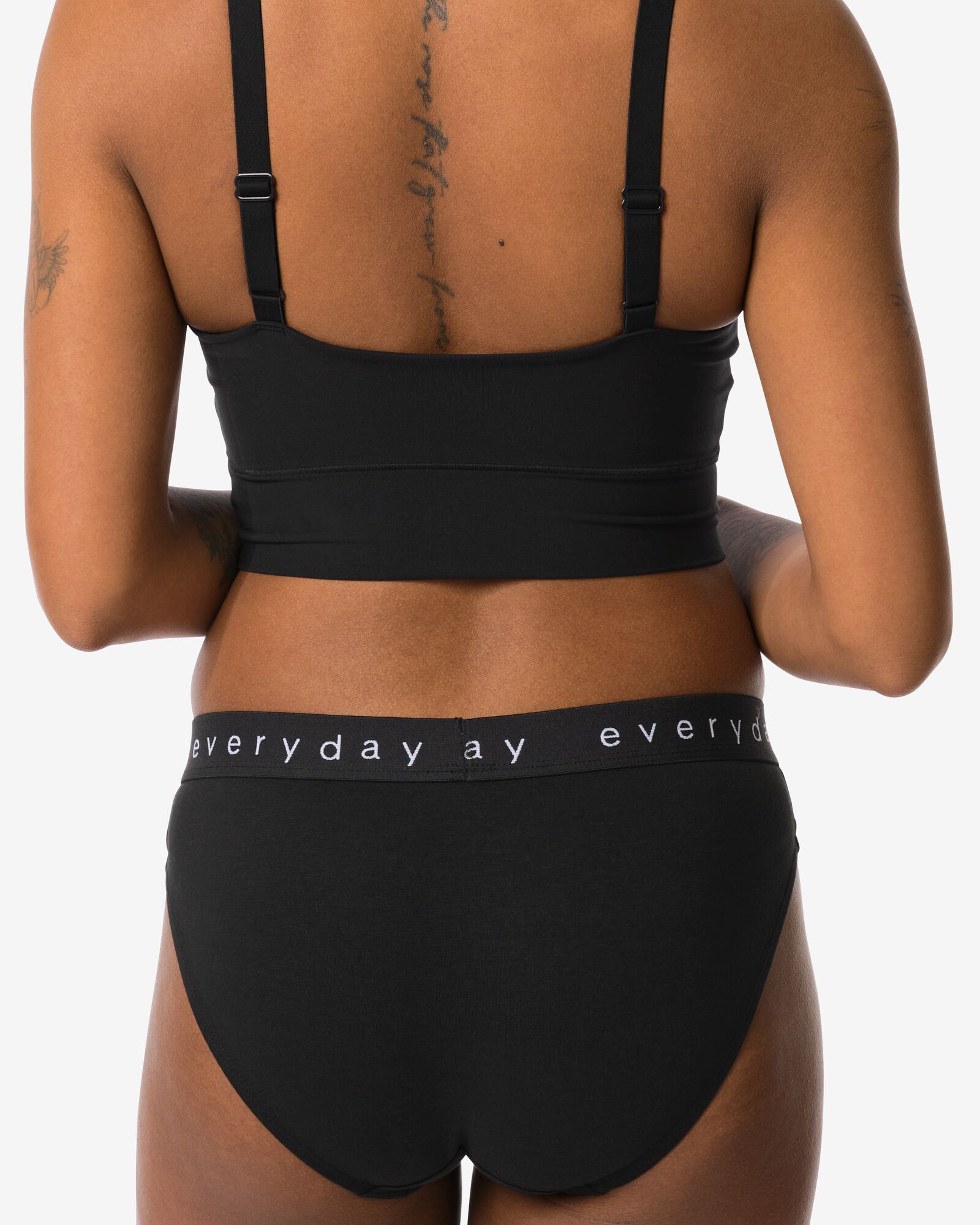 damesslip katoen everyday tailleband zwart - 19680144BLACK - HEMA