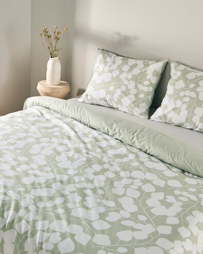 housse de couette 200x200/220cm en coton doux &agrave; motif feuilles vertes - 5790201 - HEMA