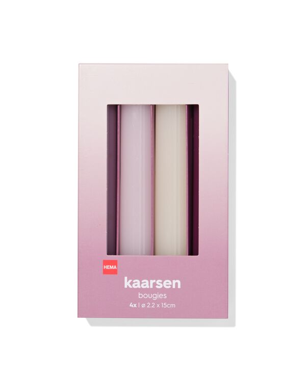 bougies d'int&eacute;rieur 16 x ⌀ 2,2 cm roses - 4 pi&egrave;ces - 13506141 - HEMA