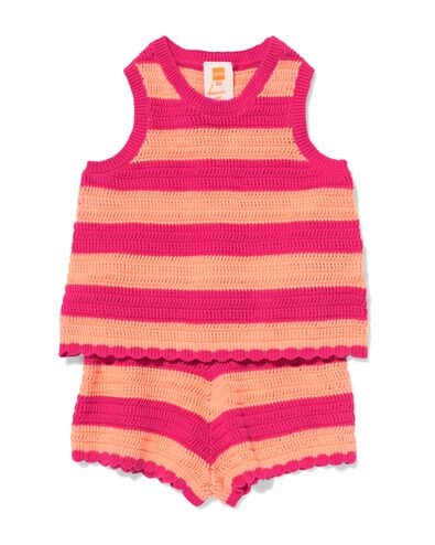 babykledingset gehaakt strepen roze roze - 33077670PINK - HEMA