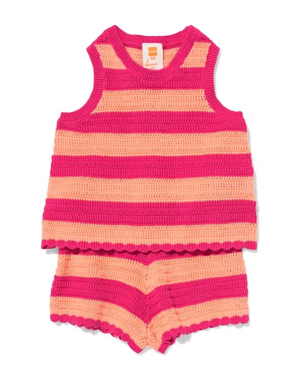babykledingset gehaakt strepen roze roze - 33077670PINK - HEMA
